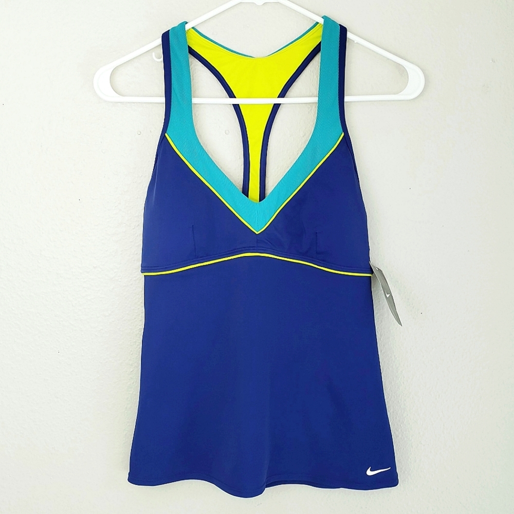 NIKE Tankini Blue Racerback Swim Tank Top Size 8 / Medium